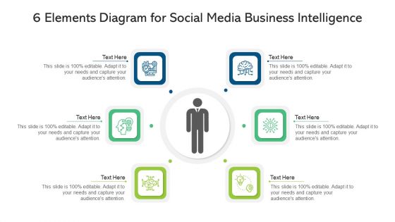 6 Elements Diagram For Social Media Business Intelligence Ppt PowerPoint Presentation Gallery Microsoft PDF