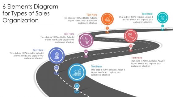 6 Elements Diagram For Types Of Sales Organization Ppt PowerPoint Presentation File Show PDF