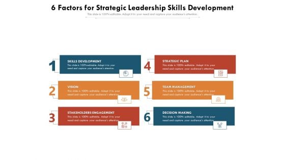 6 Factors For Strategic Leadership Skills Development Ppt PowerPoint Presentation Gallery Show PDF