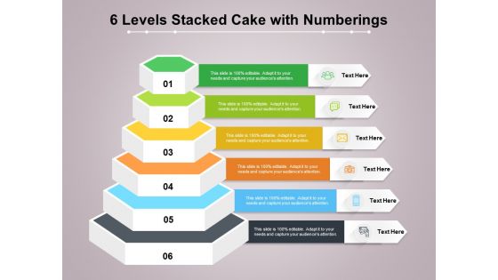 6 Levels Stacked Cake With Numberings Ppt PowerPoint Presentation Portfolio Backgrounds PDF