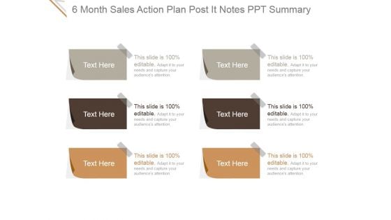 6 Month Sales Action Plan Post It Notes Ppt PowerPoint Presentation Inspiration