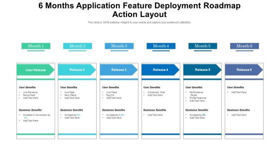 6 Months Application Feature Deployment Roadmap Action Layout Formats