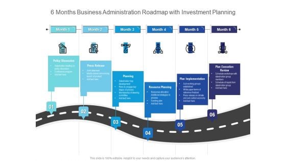 6 Months Business Administration Roadmap With Investment Planning Portrait