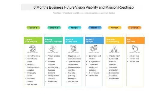 6 Months Business Future Vision Viability And Mission Roadmap Guidelines