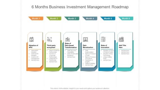 6 Months Business Investment Management Roadmap Pictures