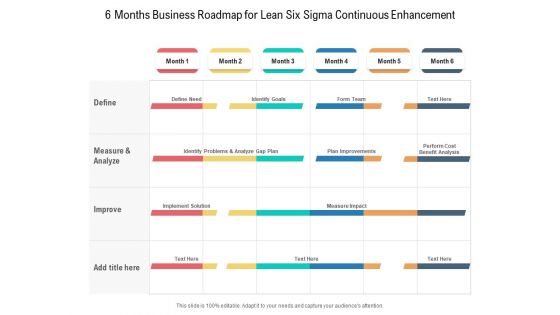 6 Months Business Roadmap For Lean Six Sigma Continuous Enhancement Professional
