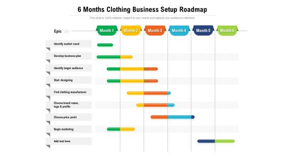 6 Months Clothing Business Setup Roadmap Structure