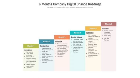 6 Months Company Digital Change Roadmap Sample