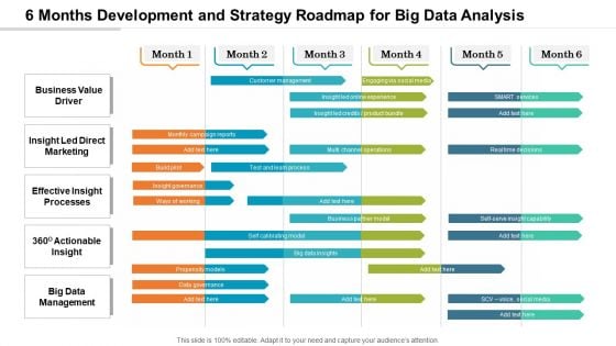6 Months Development And Strategy Roadmap For Big Data Analysis Graphics