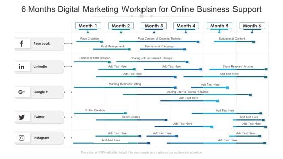 6 Months Digital Marketing Workplan For Online Business Support Introduction