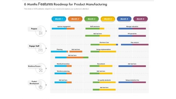 6 Months Features Roadmap For Product Manufacturing Themes