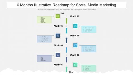 6 Months Illustrative Roadmap For Social Media Marketing Graphics