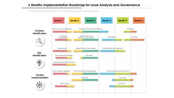 6 Months Implementation Roadmap For Issue Analysis And Governance Diagrams