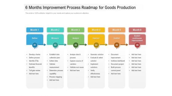 6 Months Improvement Process Roadmap For Goods Production Graphics