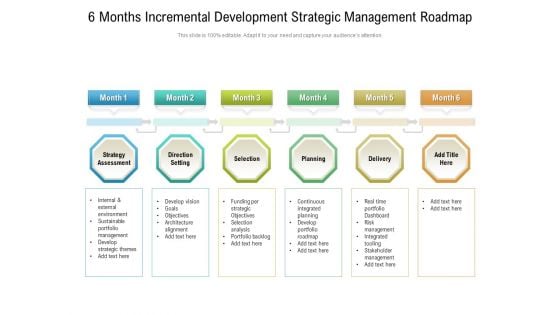 6 Months Incremental Development Strategic Management Roadmap Slides