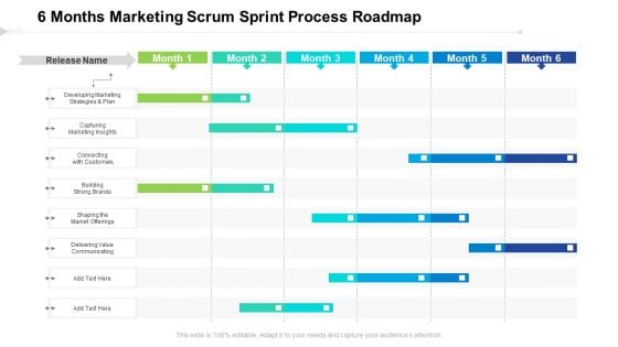 6 Months Marketing Scrum Sprint Process Roadmap Icons