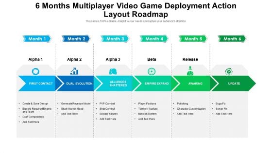 6 Months Multiplayer Video Game Deployment Action Layout Roadmap Formats