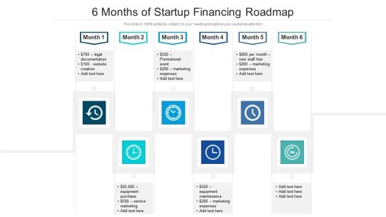 6 Months Of Startup Financing Roadmap Graphics