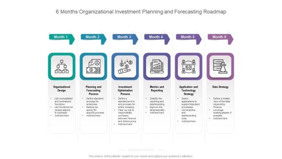 6 Months Organizational Investment Planning And Forecasting Roadmap Sample