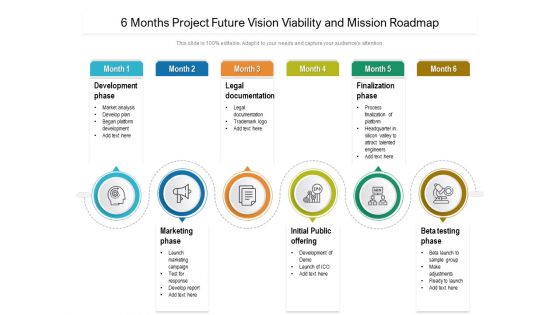 6 Months Project Future Vision Viability And Mission Roadmap Slides