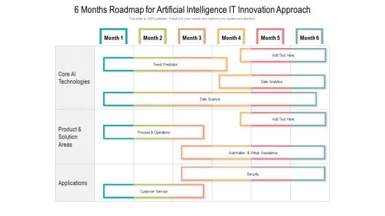 6 Months Roadmap For Artificial Intelligence IT Innovation Approach Slides