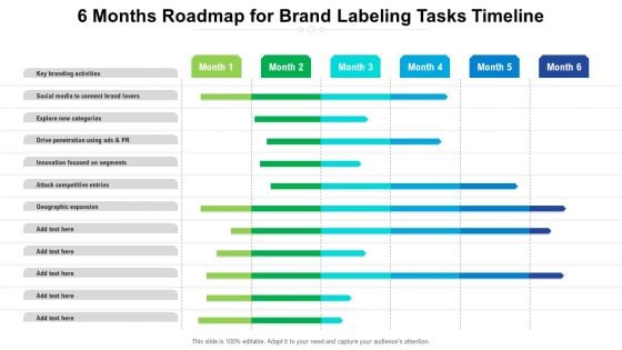 6 Months Roadmap For Brand Labeling Tasks Timeline Formats