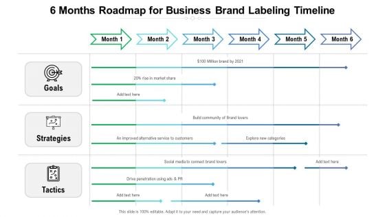 6 Months Roadmap For Business Brand Labeling Timeline Information