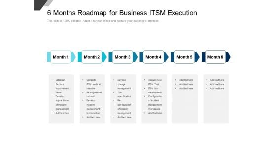 6 Months Roadmap For Business ITSM Execution Elements