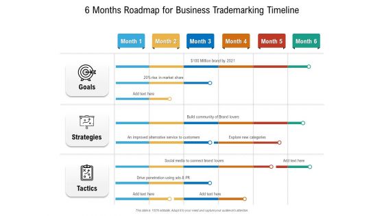 6 Months Roadmap For Business Trademarking Timeline Infographics