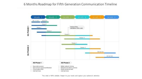 6 Months Roadmap For Fifth Generation Communication Timeline Mockup