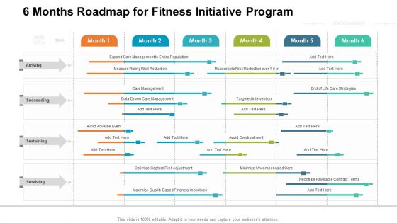 6 Months Roadmap For Fitness Initiative Program Slides