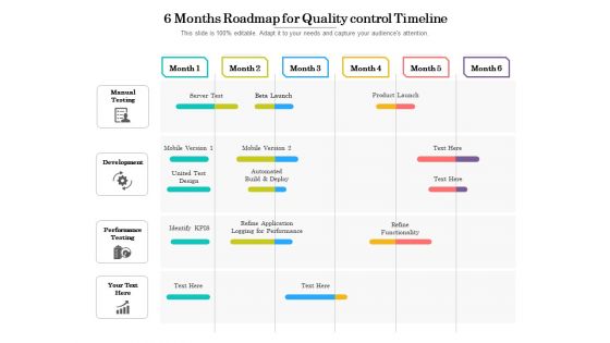 6 Months Roadmap For Quality Control Timeline Portrait