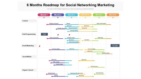 6 Months Roadmap For Social Networking Marketing Clipart