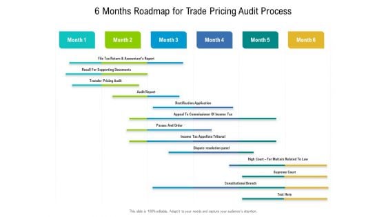 6 Months Roadmap For Trade Pricing Audit Process Portrait 6 Months Roadmap For Trade Pricing Audit Process Portrait