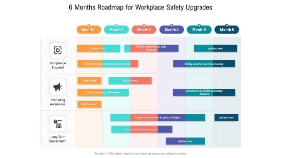 6 Months Roadmap For Workplace Safety Upgrades Brochure