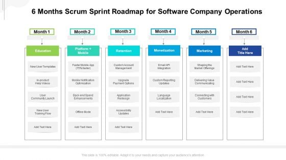 6 Months Scrum Sprint Roadmap For Software Company Operations Inspiration