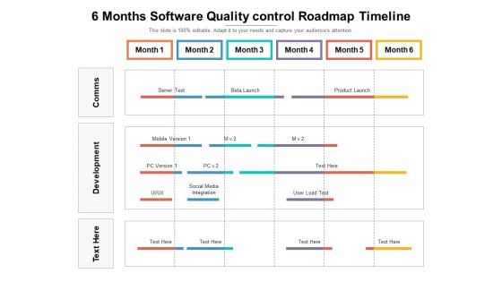 6 Months Software Quality Control Roadmap Timeline Microsoft