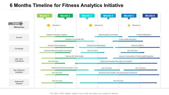 6 Months Timeline For Fitness Analytics Initiative Mockup