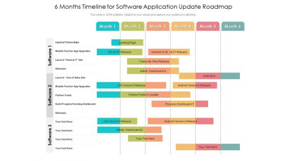 6 Months Timeline For Software Application Update Roadmap Clipart