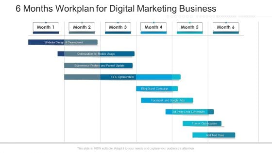 6 Months Workplan For Digital Marketing Business Themes