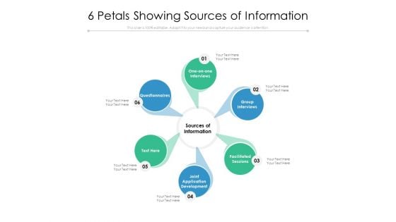 6 Petals Showing Sources Of Information Ppt PowerPoint Presentation Slides Visuals PDF