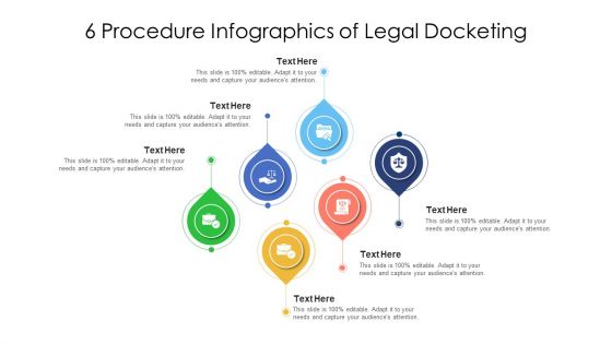 6 Procedure Infographics Of Legal Docketing Ppt PowerPoint Presentation File Backgrounds PDF