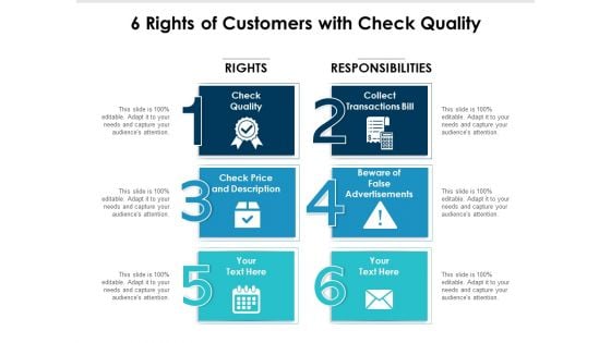 6 Rights Of Customers With Check Quality Ppt PowerPoint Presentation Outline Slideshow PDF