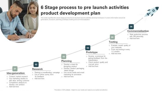 6 Stage Process To Pre Launch Activities Product Development Plan Brochure PDF