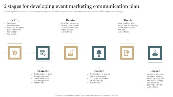 6 Stages For Developing Event Marketing Communication Plan Demonstration PDF