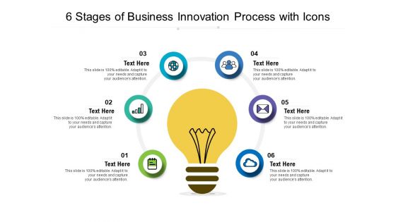 6 Stages Of Business Innovation Process With Icons Ppt PowerPoint Presentation Gallery Slide Download PDF