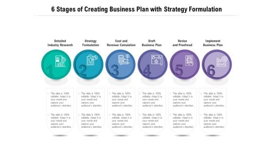 6 Stages Of Creating Business Plan With Strategy Formulation Ppt PowerPoint Presentation Styles Templates PDF