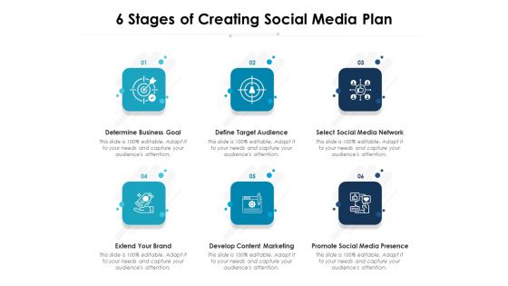 6 Stages Of Creating Social Media Plan Ppt PowerPoint Presentation File Ideas PDF