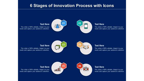 6 Stages Of Innovation Process With Icons Ppt PowerPoint Presentation File Gridlines PDF