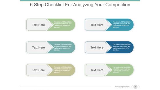 6 Step Checklist For Analyzing Your Competition Ppt PowerPoint Presentation Design Ideas